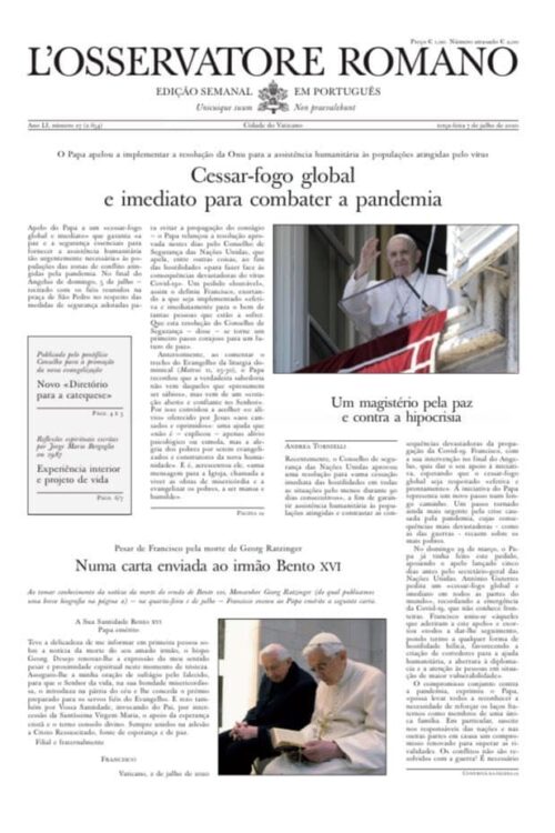 L'Osservatore Romano - 07 de julho de 2020 Edição semanal em língua portuguesa
