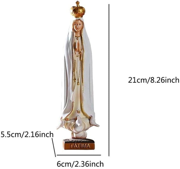 Estátua da Virgem Maria – Estátua de jardim de Nossa Senhora de Fátima (21 cm) - Imagem 2