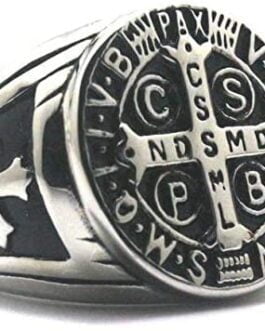 Anel São Bento Católico Cruz Cristão Templário De Aço Inox