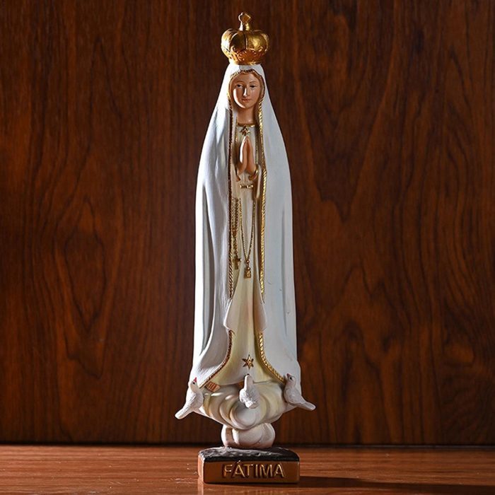 Estátua da Virgem Maria – Estátua de jardim de Nossa Senhora de Fátima (21 cm) - Imagem 3