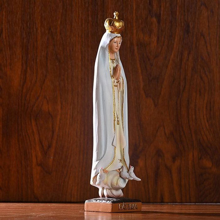 Estátua da Virgem Maria – Estátua de jardim de Nossa Senhora de Fátima (21 cm) - Imagem 5