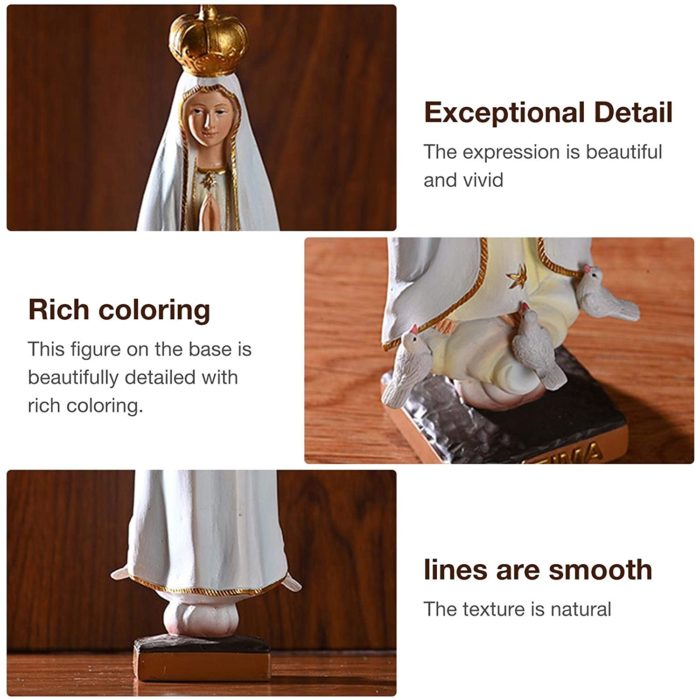 Estátua da Virgem Maria – Estátua de jardim de Nossa Senhora de Fátima (21 cm) - Imagem 6