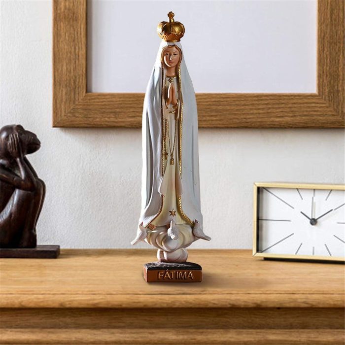 Estátua da Virgem Maria – Estátua de jardim de Nossa Senhora de Fátima (21 cm) - Imagem 8