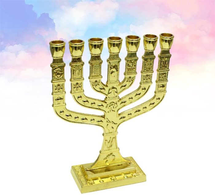 Garneck Taça do Graal Sagrado, Castiçal de Recompensa, Mini Enfeite de Mesa Religioso Artigo Sagrado Dourado com Sete Furos Decoração de Castiçal - Imagem 4