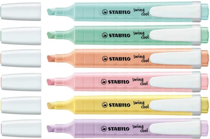 Caneta Marca Texto, Stabilo, Swing Cool, 57.7500, 6 Cores Tons Pastel - Imagem 2