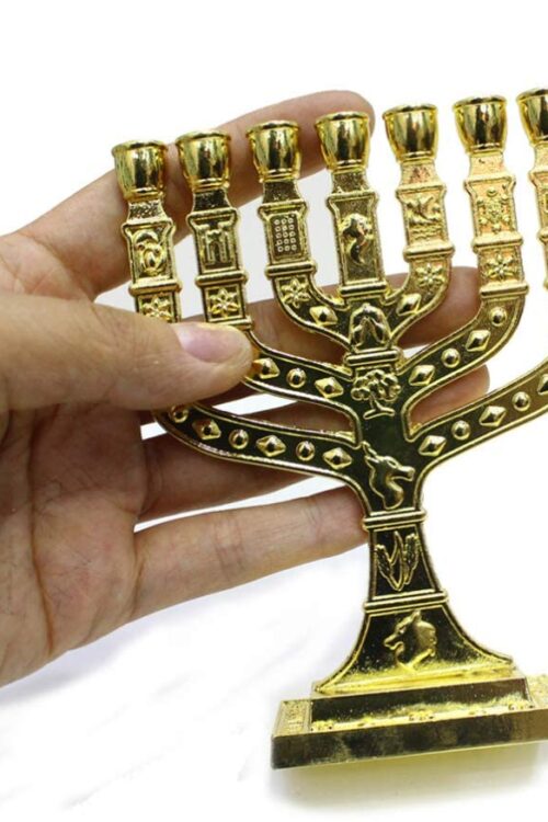 Garneck Taça do Graal Sagrado, Castiçal de Recompensa, Mini Enfeite de Mesa Religioso Artigo Sagrado Dourado com Sete Furos Decoração de Castiçal