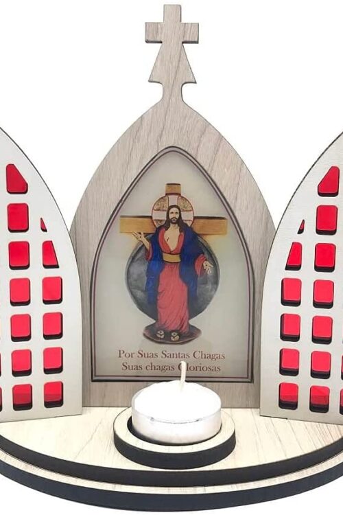 Capela Oratório Vitral das Santas Chagas de Jesus Com Porta Vela
