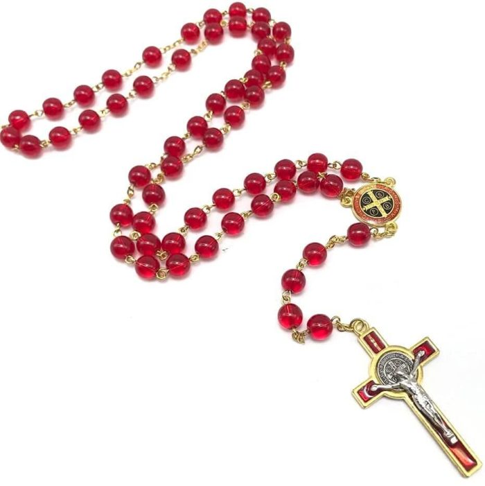 Terço De São Bento Acrílico Vermelho - Imagem 3