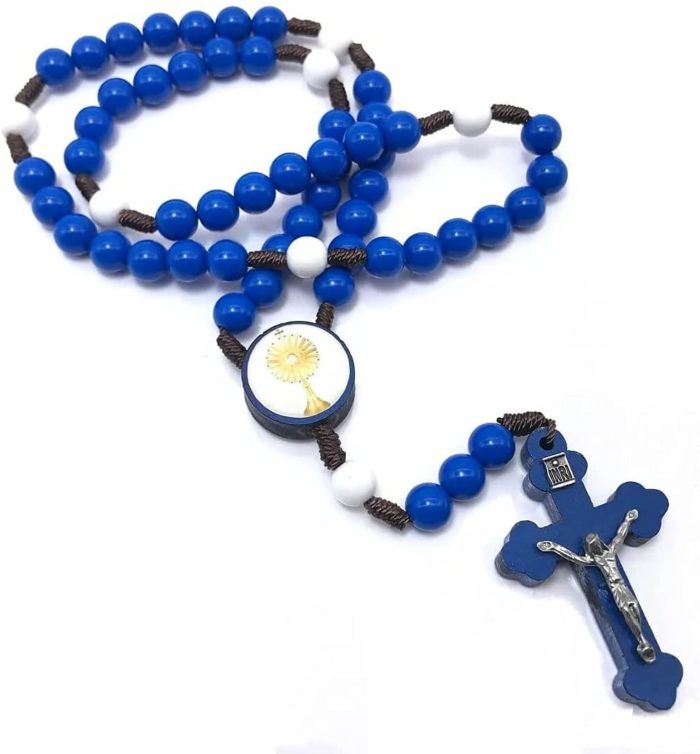 Terço De Jericó Resinado Azul Com Folheto - Imagem 2