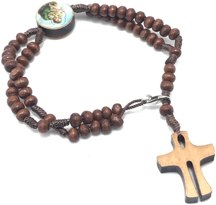 Pulseira Terço Dos Homens São José Madeira Imbuia - Imagem 2