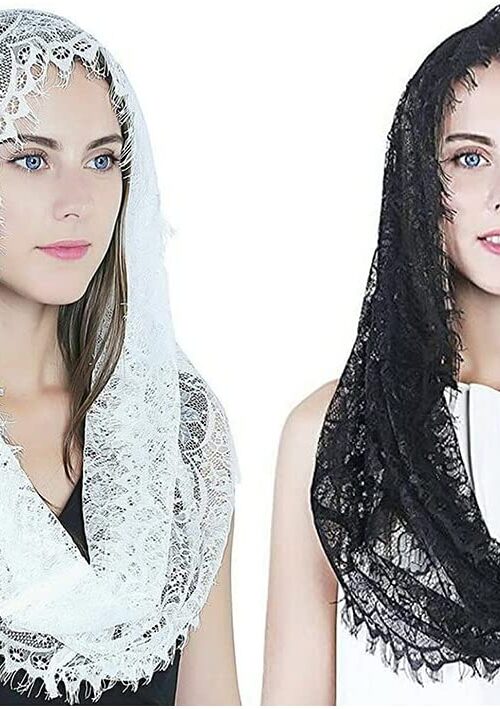 Guizhou Cachecol de renda estilo espanhol tradicional vintage Mantilla véu latino para capela de igreja católica