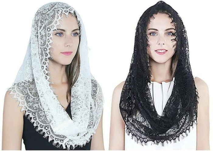 Guizhou Cachecol de renda estilo espanhol tradicional vintage Mantilla véu latino para capela de igreja católica