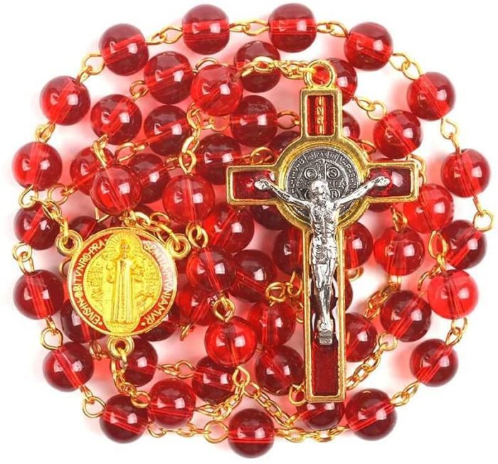 Terço De São Bento Acrílico Vermelho