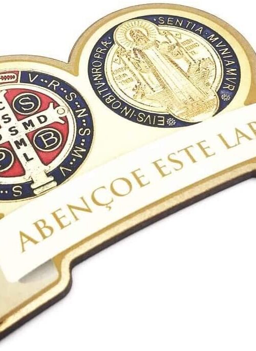 Medalha de porta Devocionário São Bento Madeira MDF