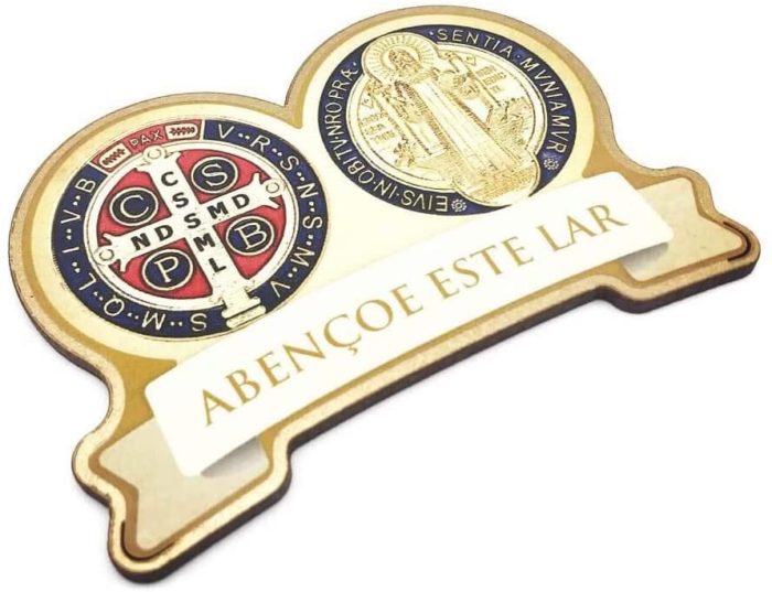 Medalha de porta Devocionário São Bento Madeira MDF