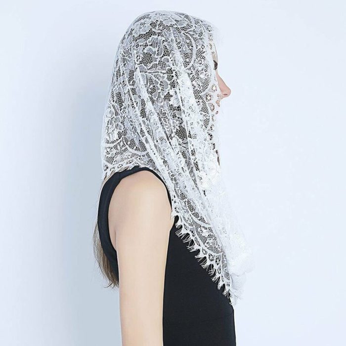 Guizhou Cachecol de renda estilo espanhol tradicional vintage Mantilla véu latino para capela de igreja católica - Imagem 2