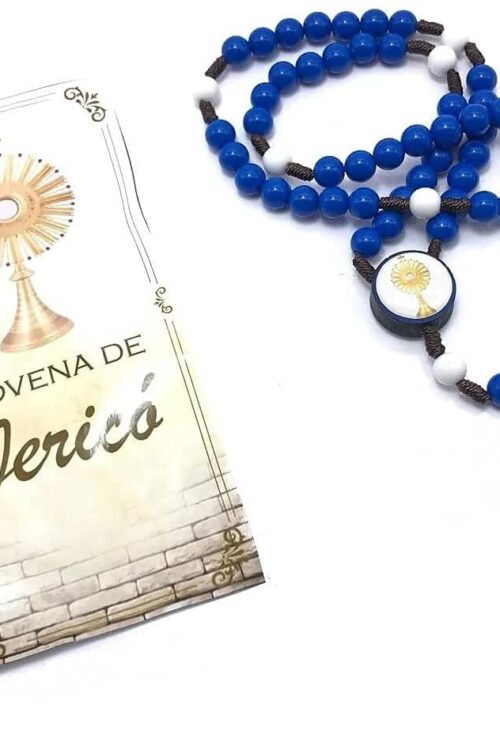 Terço De Jericó Resinado Azul Com Folheto