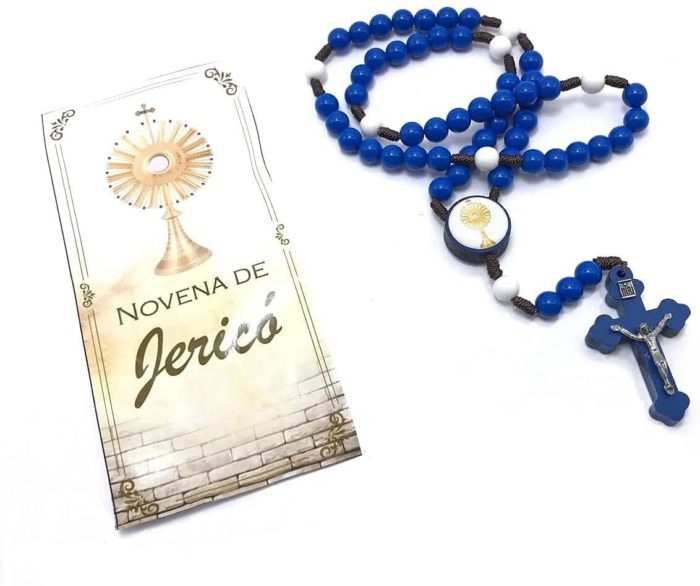 Terço De Jericó Resinado Azul Com Folheto