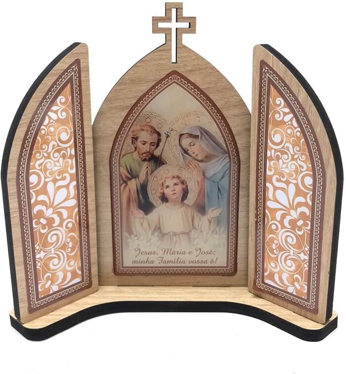 Capela Capelinha Tripla Sagrada Família 15 Cm